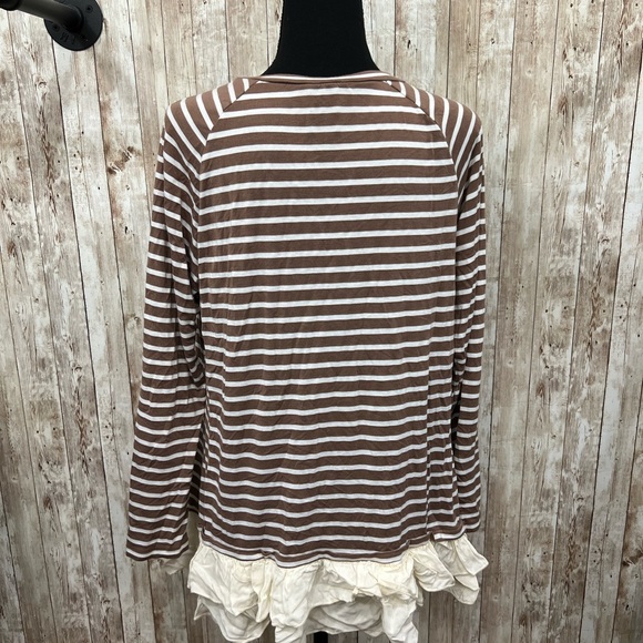 JODIFL Brown and White Long Sleeve Blouse - Picture 3 of 4